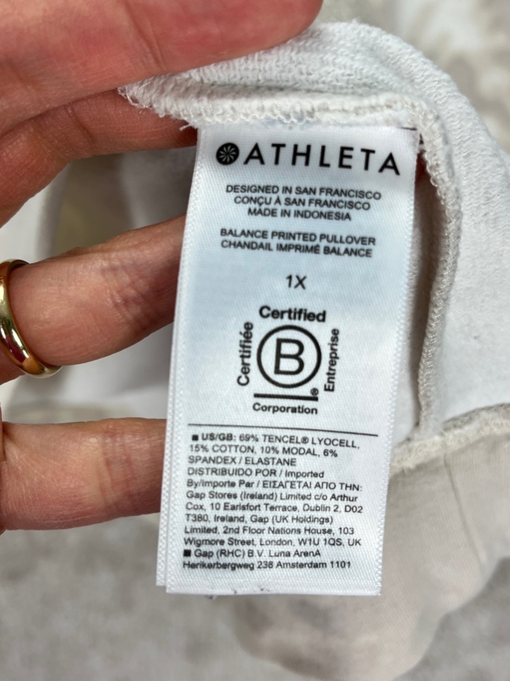 Athleta Balance Printed Pullover Sweatshirt Women 1X Taupe Tie-Dye Soft Stretch - Picture 4 of 6